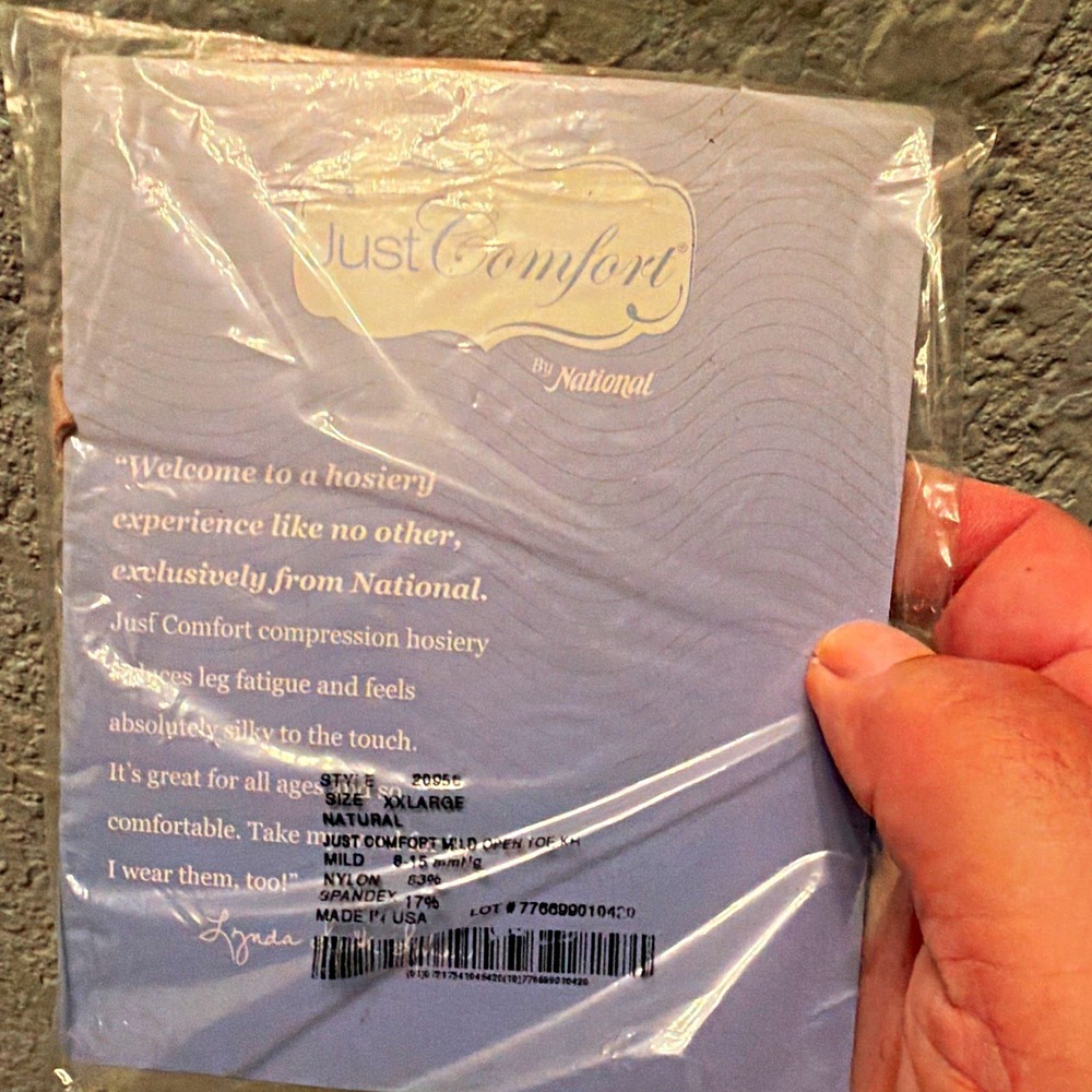 Just Comfort by National Compression Pantyhose 2XL Plus Beige Nylon/Spandex NWT
